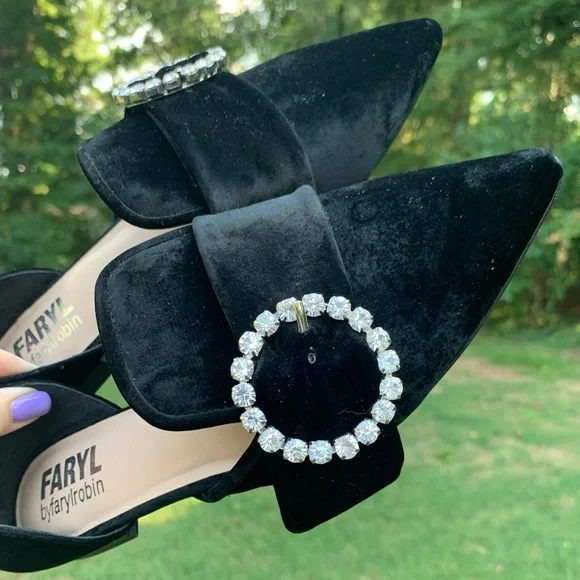 Velvet Pointed Rhinestone Ring Slip-On Loafers - Picture 10 of 16